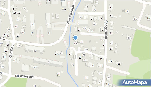 Kraków, Nad Potokiem, 15a, mapa Krakowa