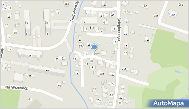 Kraków, Nad Potokiem, 17b, mapa Krakowa