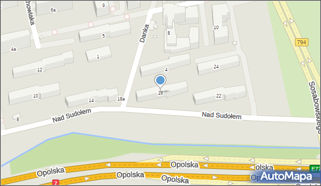 Kraków, Nad Sudołem, 18, mapa Krakowa