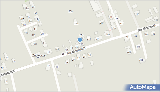 Kraków, Na Mostkach, 23, mapa Krakowa