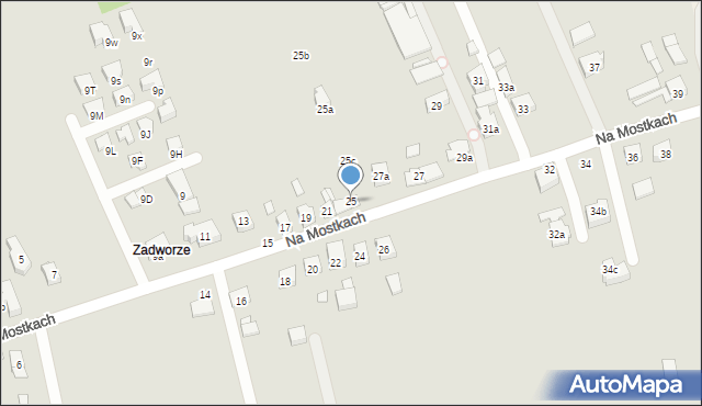 Kraków, Na Mostkach, 25, mapa Krakowa