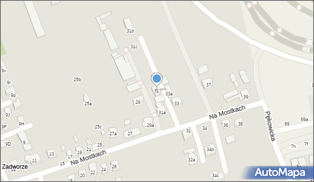 Kraków, Na Mostkach, 31, mapa Krakowa