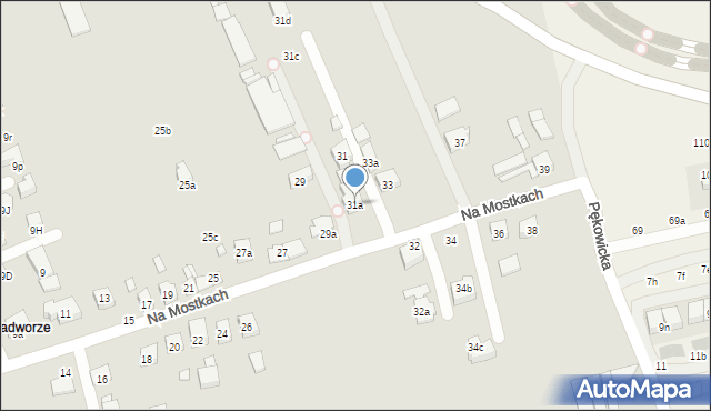 Kraków, Na Mostkach, 31a, mapa Krakowa