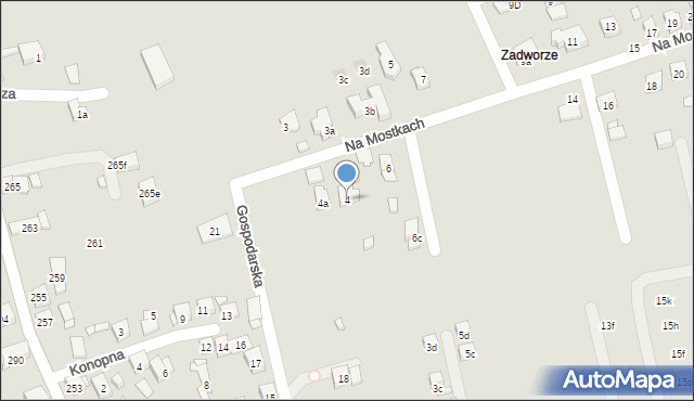 Kraków, Na Mostkach, 4, mapa Krakowa