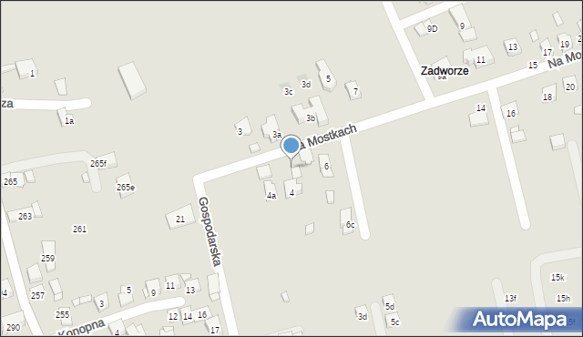 Kraków, Na Mostkach, 47, mapa Krakowa