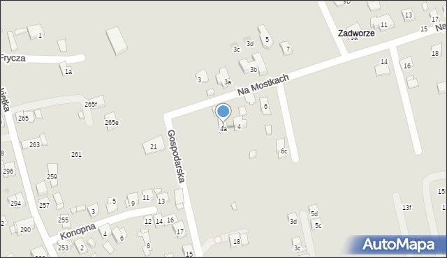 Kraków, Na Mostkach, 4a, mapa Krakowa