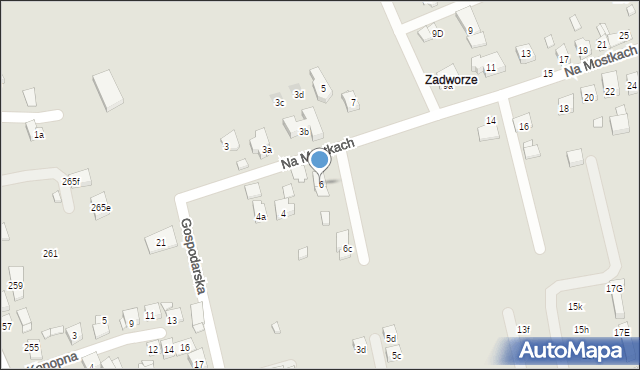 Kraków, Na Mostkach, 6, mapa Krakowa