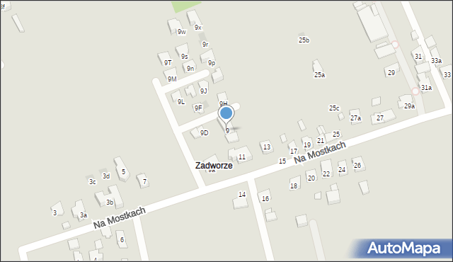 Kraków, Na Mostkach, 9, mapa Krakowa