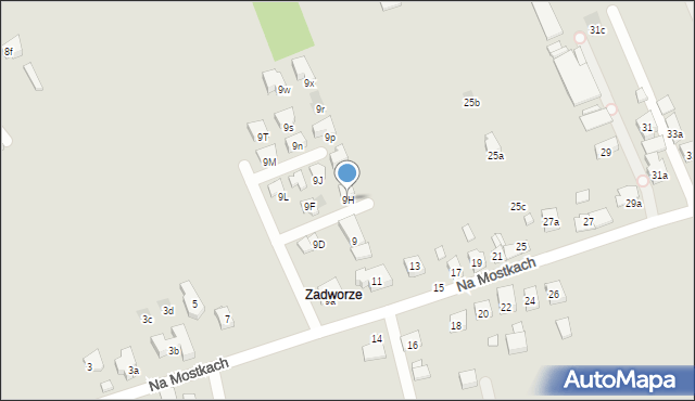 Kraków, Na Mostkach, 9H, mapa Krakowa