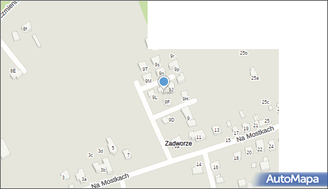 Kraków, Na Mostkach, 9K, mapa Krakowa