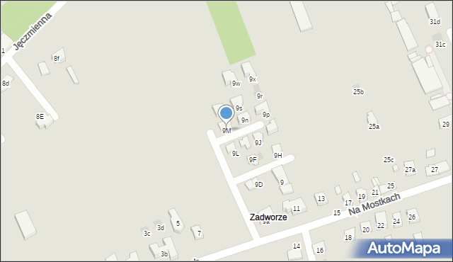 Kraków, Na Mostkach, 9M, mapa Krakowa