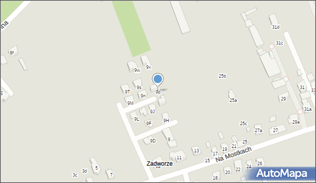 Kraków, Na Mostkach, 9p, mapa Krakowa