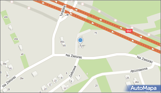 Kraków, Na Zielonki, 71, mapa Krakowa