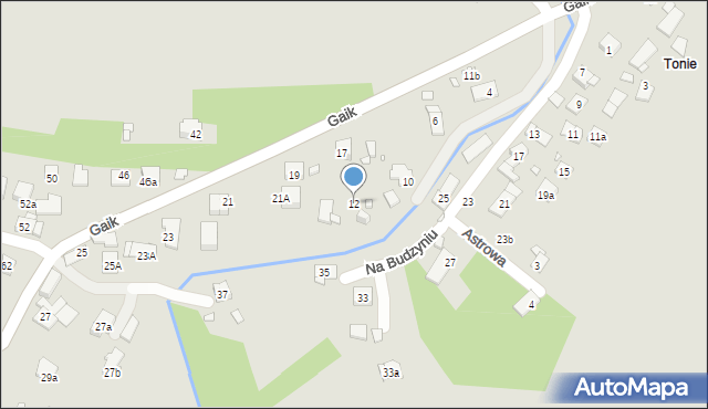 Kraków, Na Budzyniu, 12, mapa Krakowa