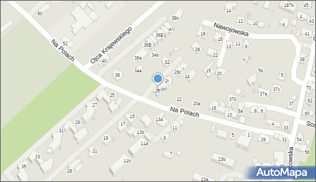 Kraków, Na Polach, 26, mapa Krakowa