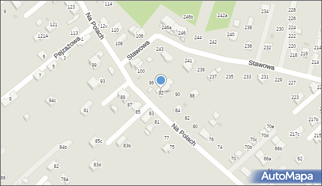 Kraków, Na Polach, 92, mapa Krakowa