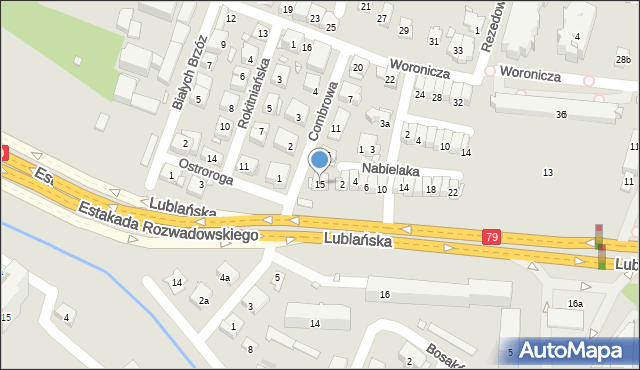 Kraków, Nabielaka Ludwika, 15, mapa Krakowa