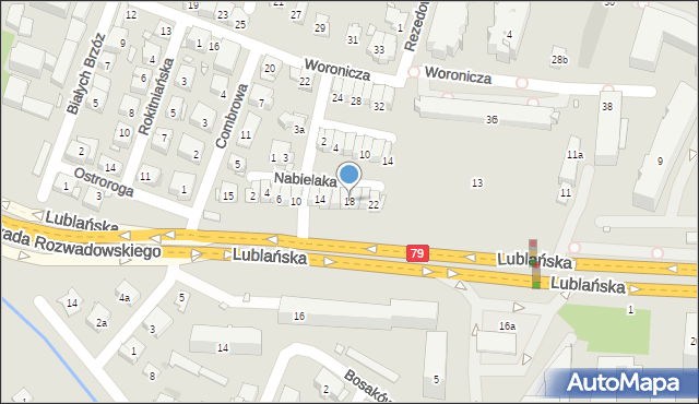 Kraków, Nabielaka Ludwika, 18, mapa Krakowa