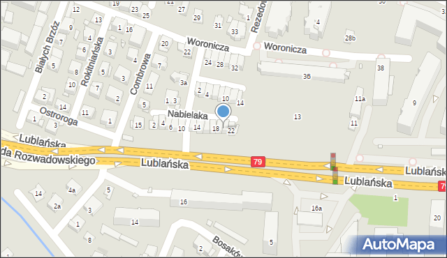 Kraków, Nabielaka Ludwika, 20, mapa Krakowa