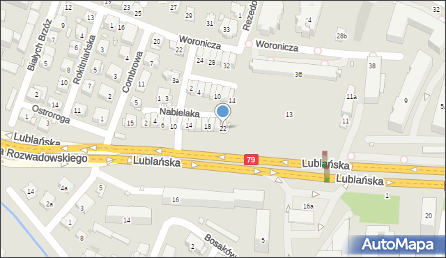 Kraków, Nabielaka Ludwika, 22, mapa Krakowa