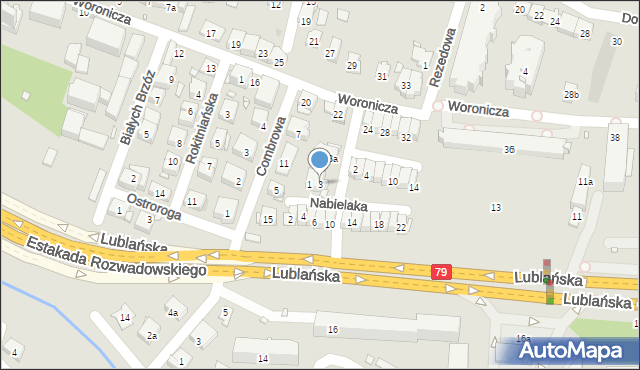 Kraków, Nabielaka Ludwika, 3, mapa Krakowa