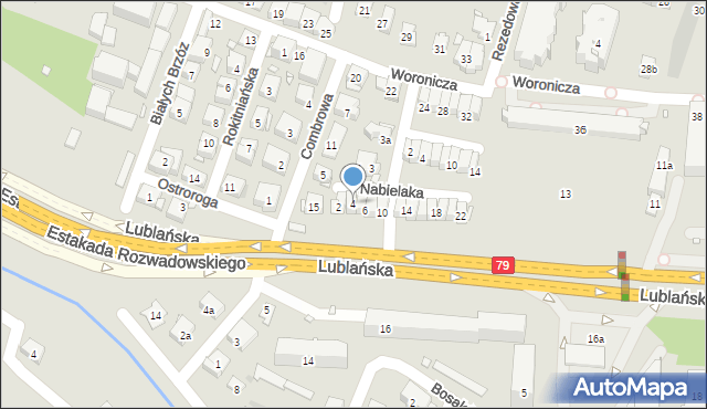 Kraków, Nabielaka Ludwika, 4, mapa Krakowa