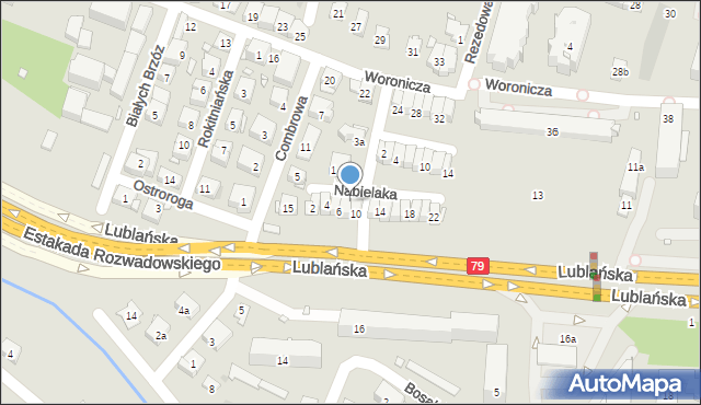 Kraków, Nabielaka Ludwika, 8, mapa Krakowa