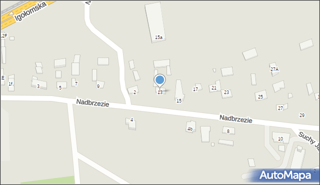 Kraków, Nadbrzezie, 13, mapa Krakowa