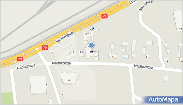 Kraków, Nadbrzezie, 1E, mapa Krakowa