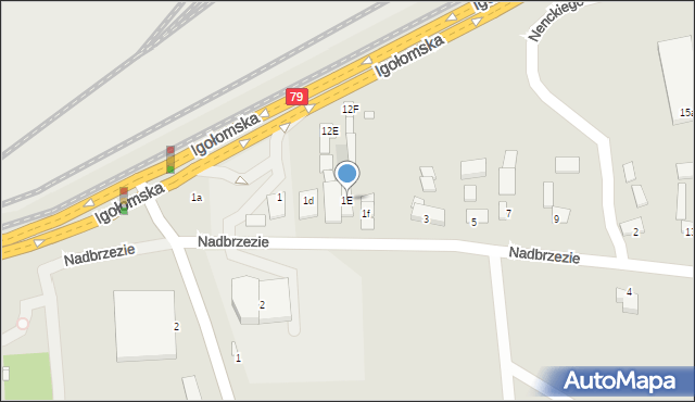 Kraków, Nadbrzezie, 1E, mapa Krakowa