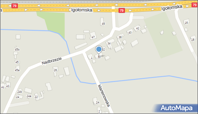 Kraków, Nadbrzezie, 30, mapa Krakowa