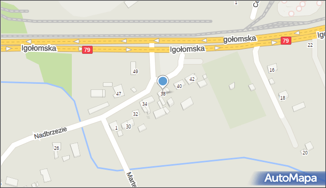 Kraków, Nadbrzezie, 38, mapa Krakowa