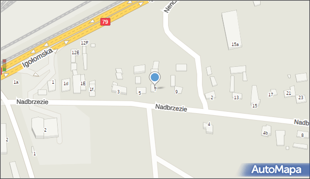 Kraków, Nadbrzezie, 7, mapa Krakowa