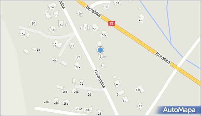 Kraków, Nadwodna, 5, mapa Krakowa