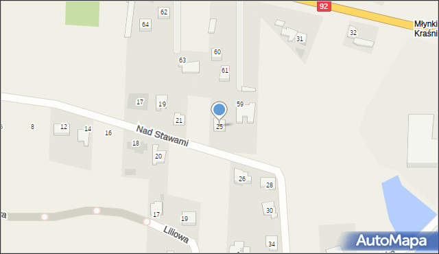 Kraśnica, Nad Stawami, 25, mapa Kraśnica