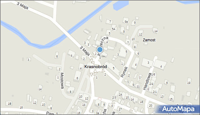 Krasnobród, Nadrzeczna, 2, mapa Krasnobród