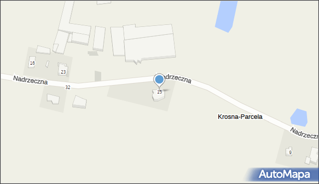 Krosna-Parcela, Nadrzeczna, 15, mapa Krosna-Parcela