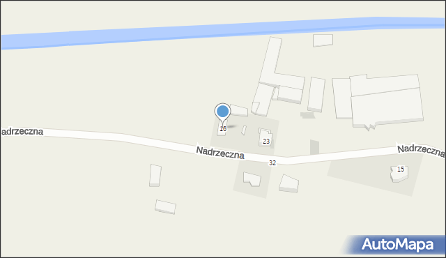 Krosna-Parcela, Nadrzeczna, 16, mapa Krosna-Parcela