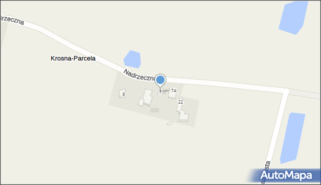 Krosna-Parcela, Nadrzeczna, 7, mapa Krosna-Parcela