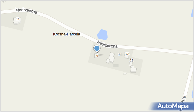 Krosna-Parcela, Nadrzeczna, 9, mapa Krosna-Parcela