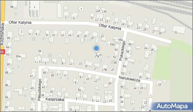 Krotoszyn, Narutowicza Gabriela, 17a, mapa Krotoszyna