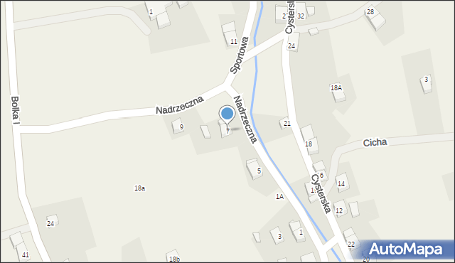 Krzeszów, Nadrzeczna, 7, mapa Krzeszów