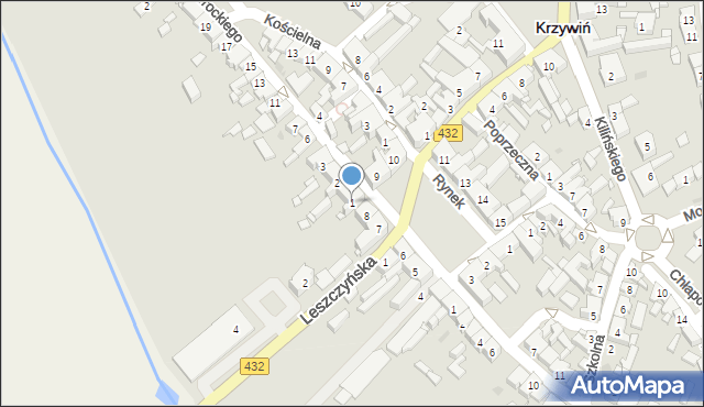 Krzywiń, Nawrockiego, ks., 1, mapa Krzywiń