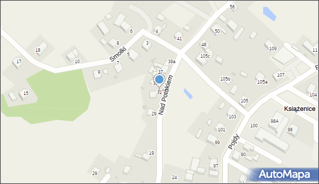 Książenice, Nad Potokiem, 31, mapa Książenice