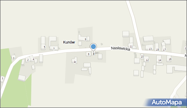 Kunów, Nasławicka, 8, mapa Kunów