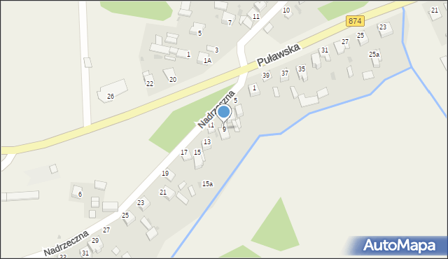 Kurów, Nadrzeczna, 9, mapa Kurów