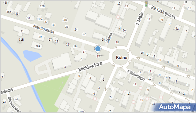 Kutno, Narutowicza Gabriela, 15, mapa Kutno