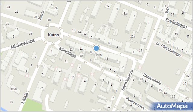 Kutno, Narutowicza Gabriela, 7a, mapa Kutno