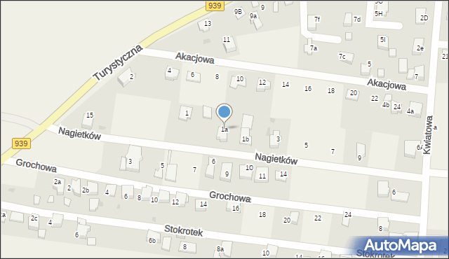 Łąka, Nagietków, 1a, mapa Łąka