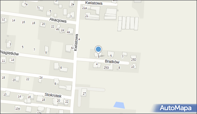 Łąka, Nagietków, 25A, mapa Łąka